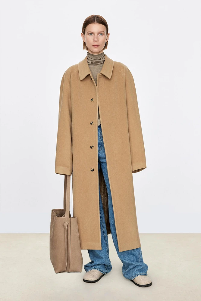 Ultra-Delicate Short Cashmere Wool Turn-Down Collar Coat