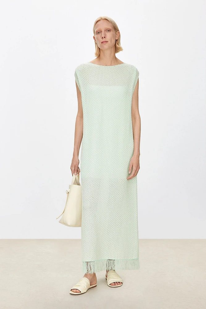 Waterfall Fringe 3D Jacquard Dress