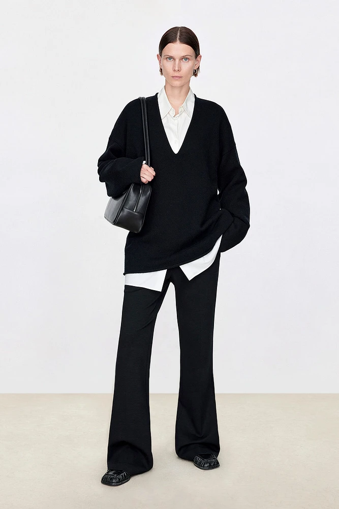 Wool Flare Knit Pants