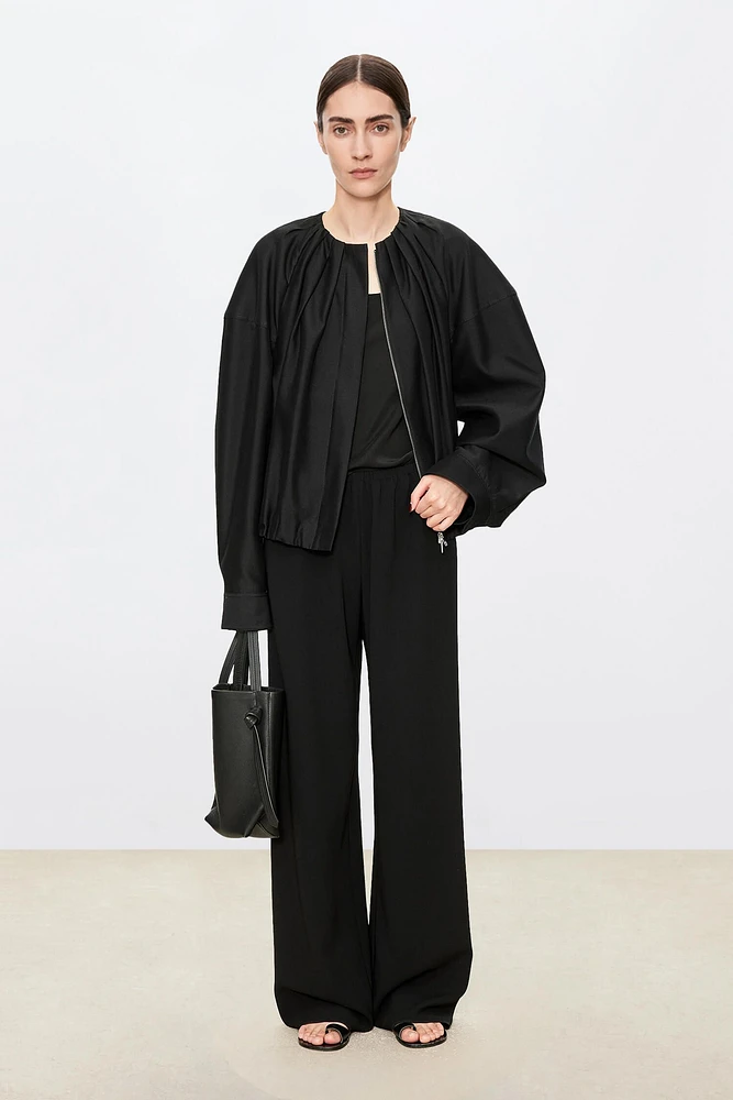 Wool-Silk Blend Balloon Jacket
