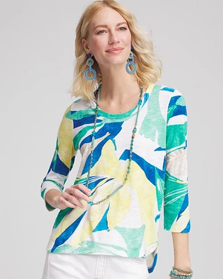 Ocean Print Slub Scoop-Neck Tee