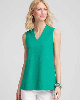 Textured Sleeveless V-Neck Tunic