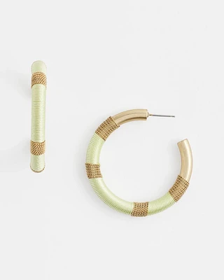 No Droop® Green Thread Wrapped Hoop Earrings