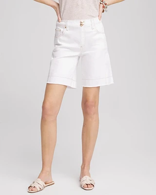 No Stain Pull-On Fray Hem Denim Shorts