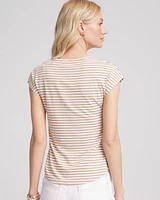 Neutral Striped Cap Sleeve Dolman Tee