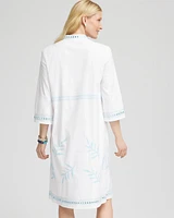Embroidered Stand Collar Kaftan Dress