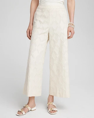 Textured Wide Leg Cropped Pants
