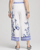 Butterfly Pull-On Linen Cropped Pants
