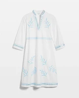 Embroidered Stand Collar Kaftan Dress
