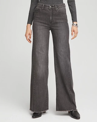 Wide Leg Frayed Hem Jeans