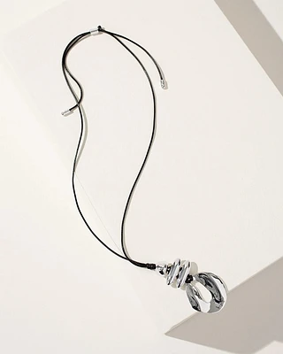 Silver Tone Adjustable Pendant Necklace