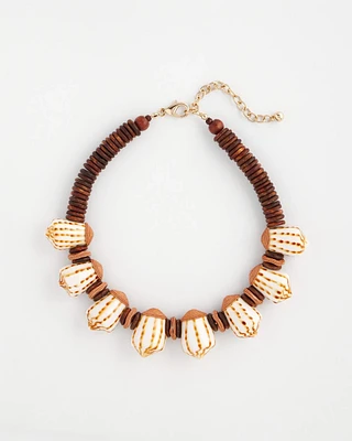Shell & Wood Bib Necklace