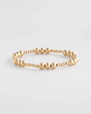 Gold-tone Small Bead Stretch Bracelet