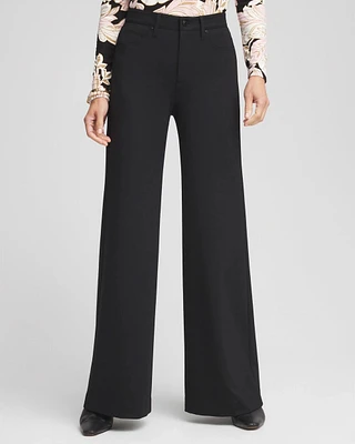 Petite High Rise Wide Leg Ponte Pants