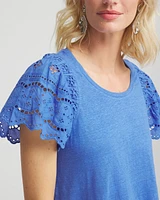 Linen Embroidered Lace Tee