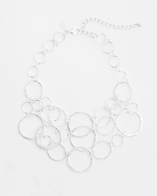 Short Silvertone Multi-Strand Link Necklace