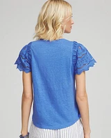 Linen Embroidered Lace Tee