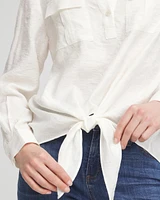 Textured Tie-Front Pullover Top