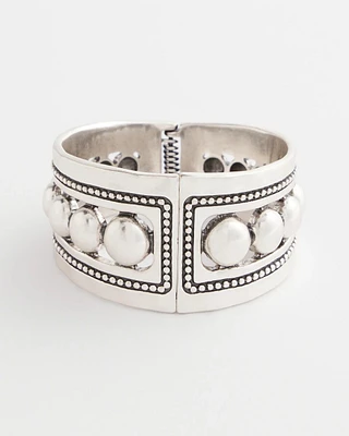 Silvertone Stretch Cuff Bracelet