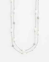 Faux Pearl Double Strand Necklace