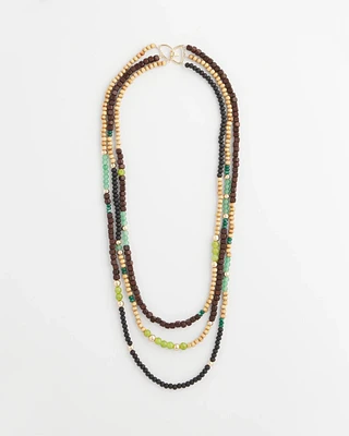 Layered Colorblock Wood Bead Necklace