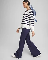 Button Detail Wide-Leg Pants