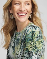 Animal Print Short-Sleeve Pullover Sweater