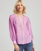 Tencel-Blend Sheer Blouse