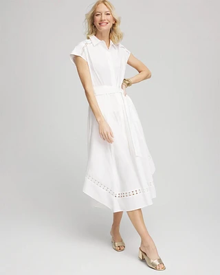 Poplin Circle Trim Maxi Shirtdress