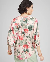 Floral Satin Tie-Front Pullover Top