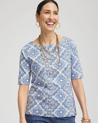 Medallion Pima Bateau-Neck Tee