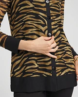 Tiger Print Mesh Cardigan