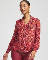 Chiffon Ruffle-Trim Blouse