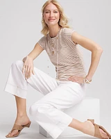 Neutral Striped Cap Sleeve Dolman Tee