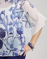 Woven Butterfly Print Poncho