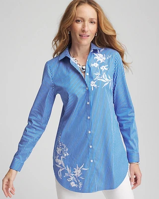 No Iron™ Embroidered Pinstripe Tunic