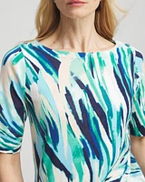 Palm Print Pima Cotton Bateau-Neck Tee