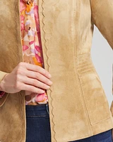 Faux Suede Peplum Jacket