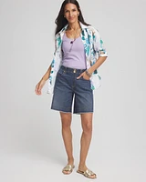 Pull-On Fray Hem Shorts