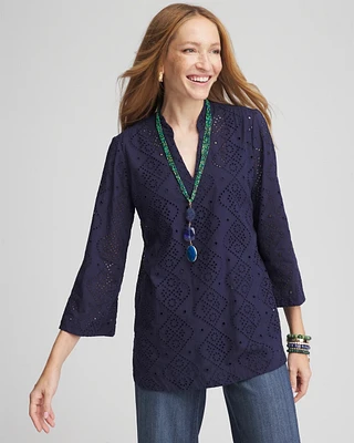 Poplin Deep V-Neck Tunic