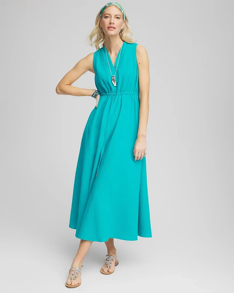 Petite Sleeveless Gauze Maxi Dress