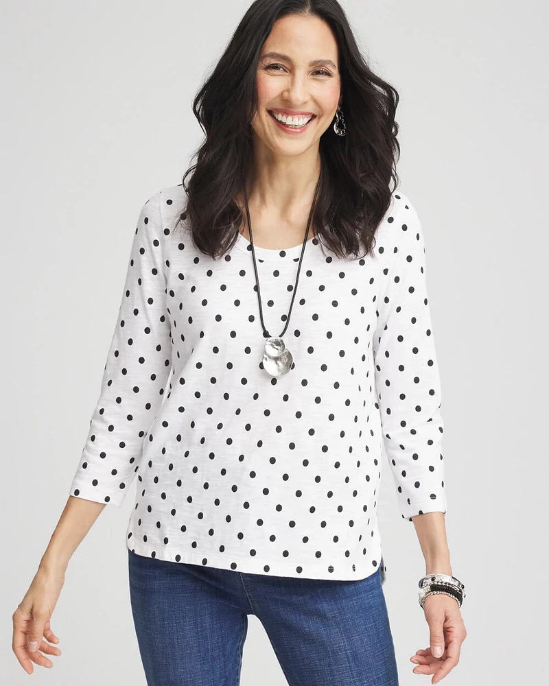 Polka-Dot Slub Scoop-Neck Tee