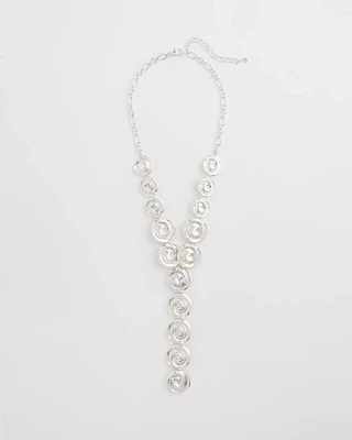 Silver Tone Pebble Y-Drop Necklace