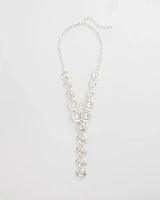 Silver Tone Pebble Y-Drop Necklace