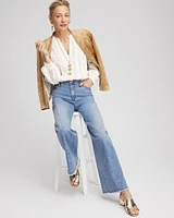 Split-neck Lace Trim Blouse