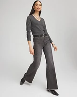 Wide Leg Frayed Hem Jeans