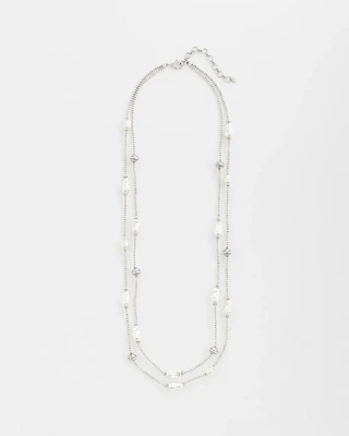 Faux Pearl Double Strand Necklace