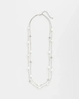 Faux Pearl Double Strand Necklace