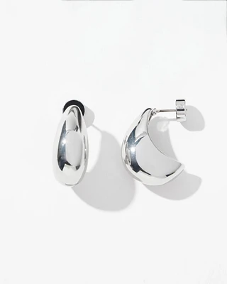 Silver Tone Huggie Hoops