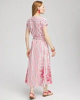 Embroidered Godet Striped Maxi Dress